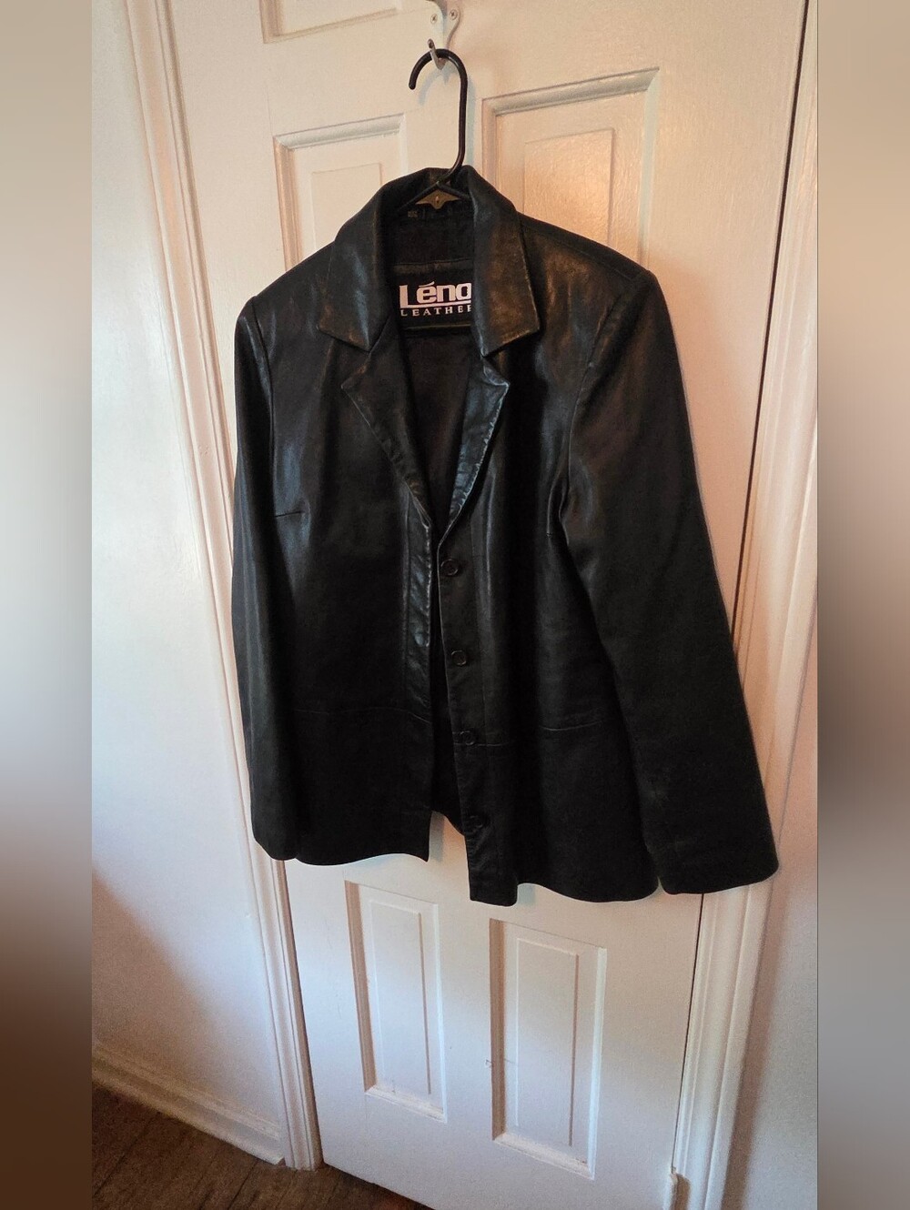 Women's Leno Black Leather Jacket Size Large
